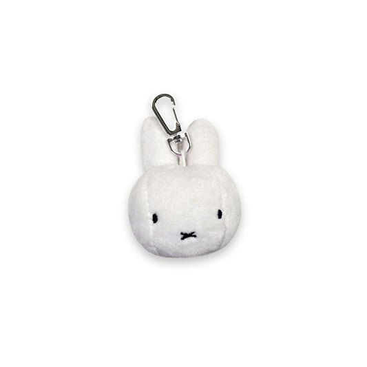 Miffy® plüschnyckelring med mjukt vitt Miffy-huvud i polyesterplysch och metallkedja med nyckelring.