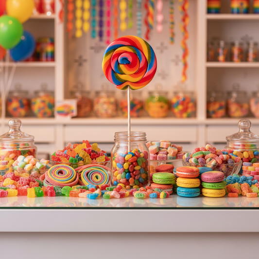 Regnbågs spiralklubba jordgubb 80g från Holland Foodz – holländskt marknadsgodis