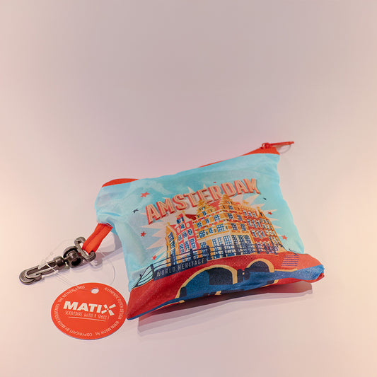 Hopvikbar kasse med vintage avtryck kanaler och texten Amsterdam från Matix Souvenir Holland