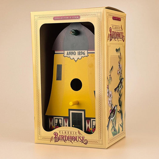 Fågelholk förpackning "Väderkvarn/Molen" gul/grön/röd från Matix souvenir Holland