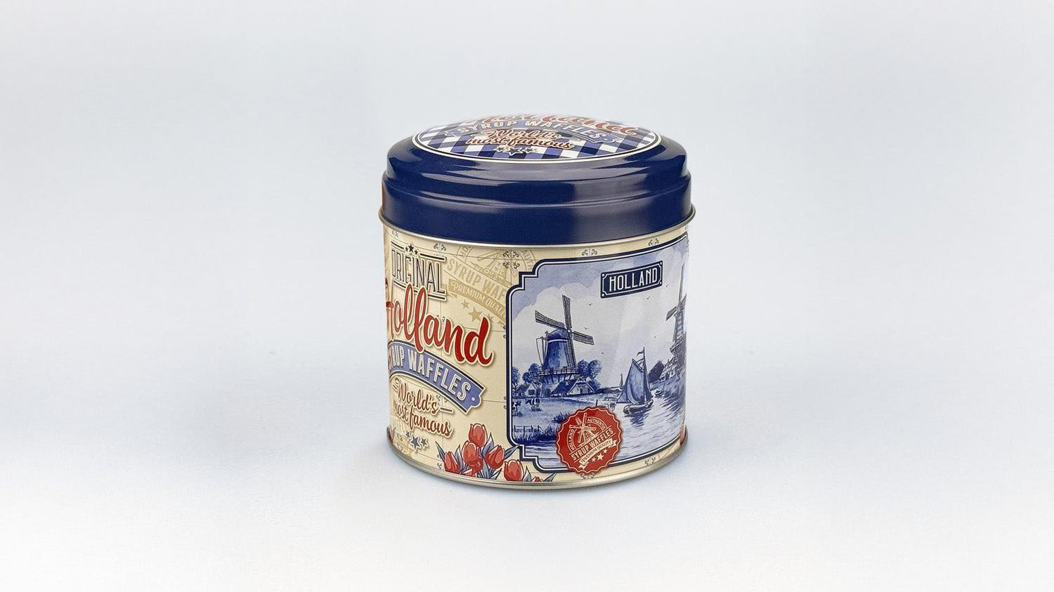 Sirapsvåffla burk tema Delfts blauw i retrostil från Matix souvenir Holland