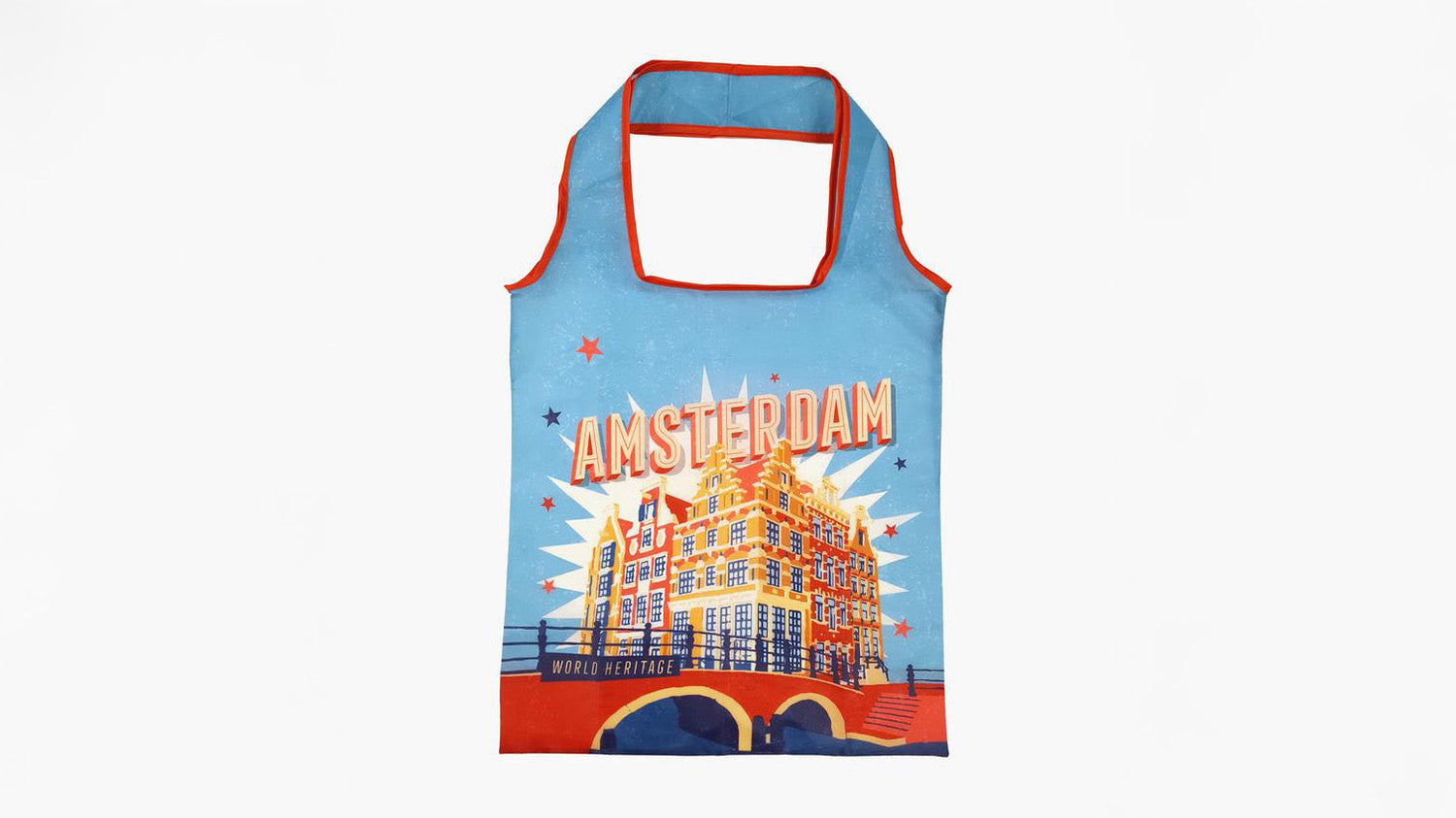 Hopvikbar kasse med vintage tryck kanaler och texten Amsterdam från Matix Souvenir Holland