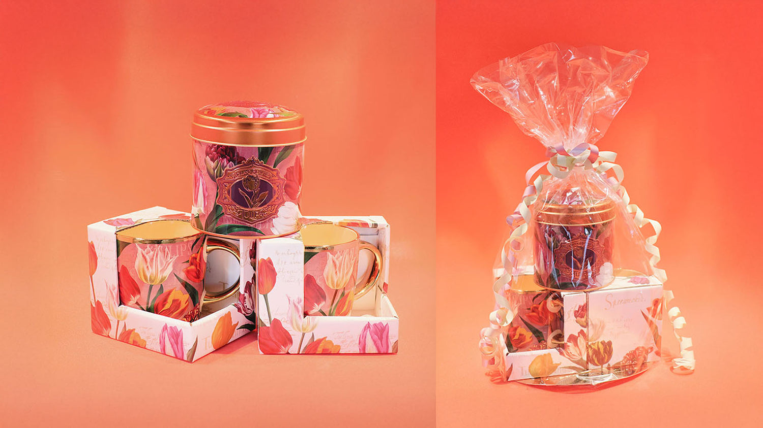 Presentpaket med två rosa muggar och burk från serien Pretty Tulips