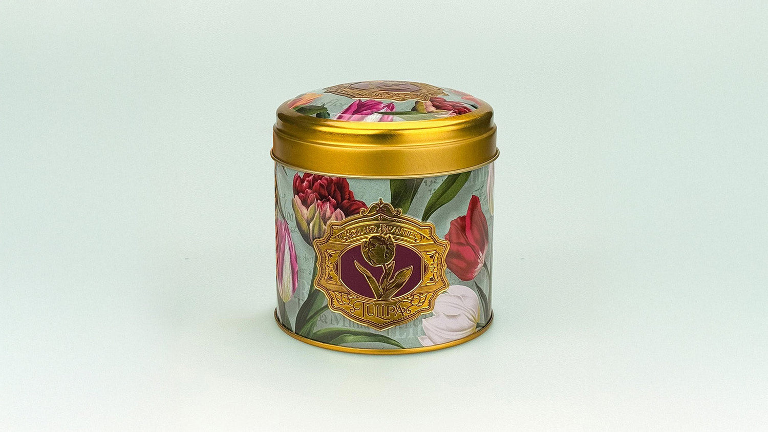 Sirapsvåfflorburk serien "Pretty Tulips" tulpaner/grön och präglad logo
