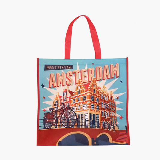 Stor Kasse/ Big-Shopper non-woven från serien "Vintage classics" tryck Amsterdam kanaler från Matix Souvenir Holland