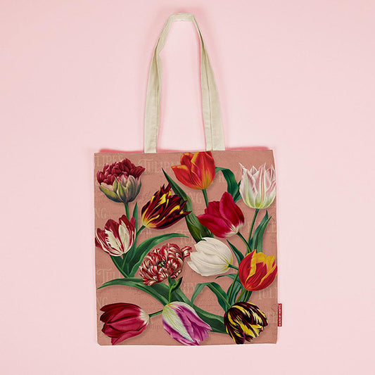 Bomullskasse rosa med tryck tulpaner serien Pretty Tulips från Matix Souvenir Holland