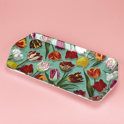 Bricka av melamin serien "Pretty Tulips" tulpaner/grön från Matix Souvenir Holland