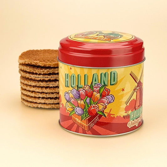 Burk sirapsvåfflor Holland Tulips röd/gul retrostil från Matix Holland