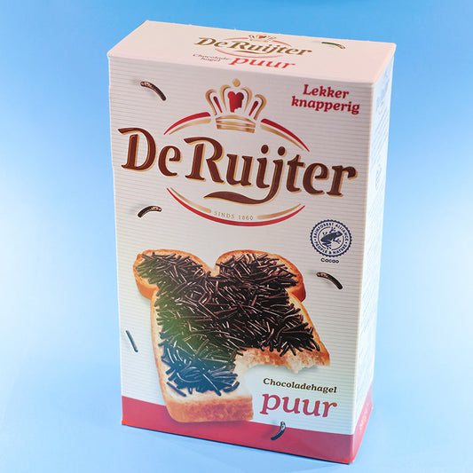 Chokladströssel MÖRKA/PUUR (Hagelslag) 390g från De Ruijter Chocolade. Chocolade front 