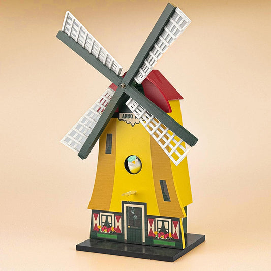 Fågelholk "Väderkvarn/Molen" gul/grön/röd från Matix souvenir Holland