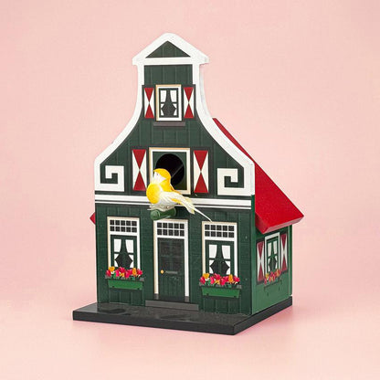 Fågelholk "Zaans" hus grön/röd från Matix souvenir Holland