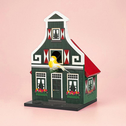 Fågelholk "Zaans" hus grön/röd från Matix souvenir Holland