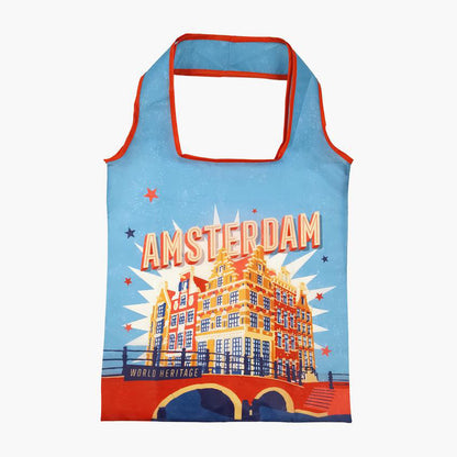Hopvikbar kasse med vintage avtryck kanaler och texten Amsterdam från Matix Souvenir Holland