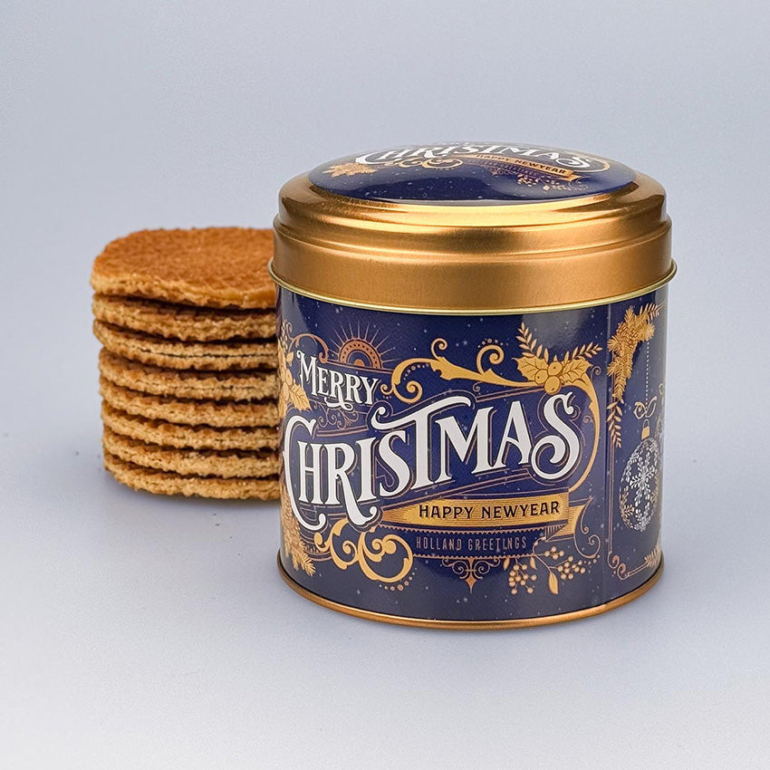 Burk Merry Christmas med påse stroopwafels