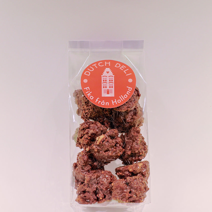 Påse 125g. med sirapsvåffla bitar med MÖRKA choklad (Stroopwafelrotsjes PUUR) från Dutch Deli Delicious