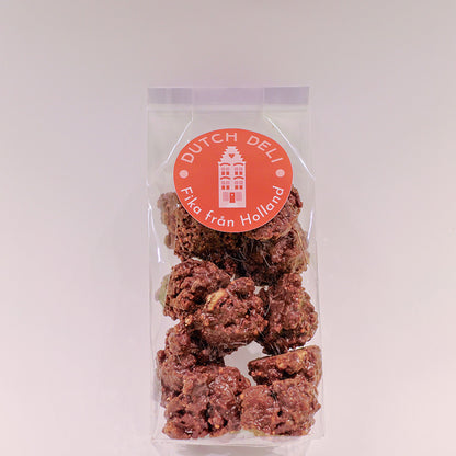 Påse 125g. med sirapsvåffla bitar med MÖRKA choklad (Stroopwafelrotsjes PUUR) från Dutch Deli Delicious