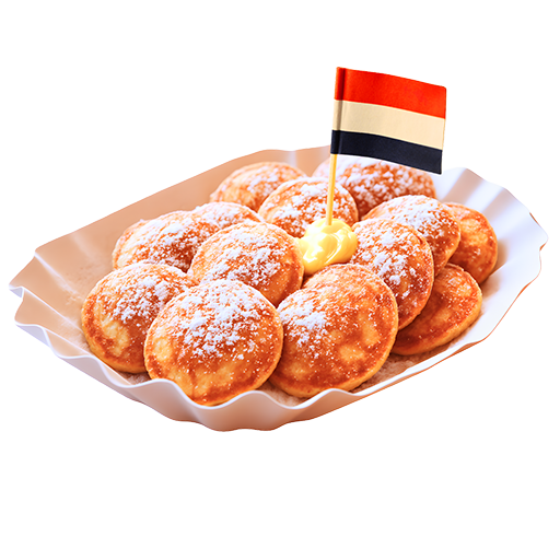 Nygräddade poffertjes med smör och florsocker