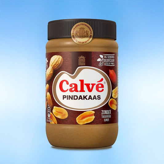 Calvé pindakaas, pot 650gram, de enige echte en dat proef je.