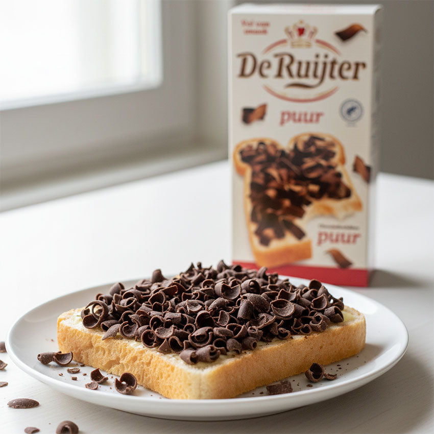 Chokladflingor (Vlokken) MÖRKA/PUUR 300g från De Ruijter Chocolade på din smörgås