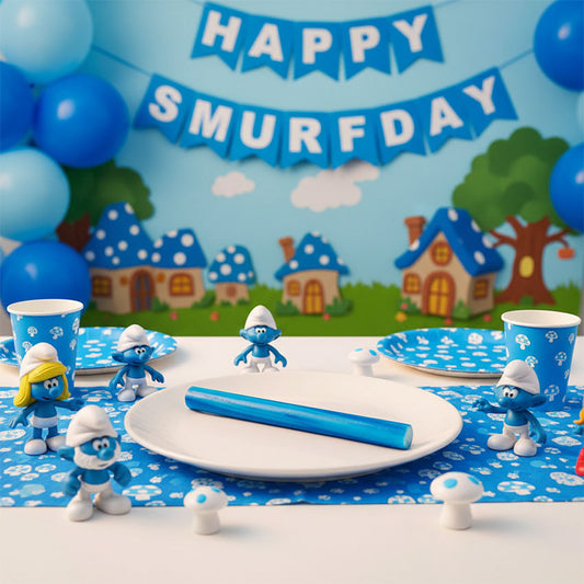 Blå sockerstång med jordgubbssmak tema Smurfarna (Smurfen kermiszuurstok) 43gr. enligt originalrecept från Holland Foodz Oosterhout en perfekt godisbit under barnkalaset