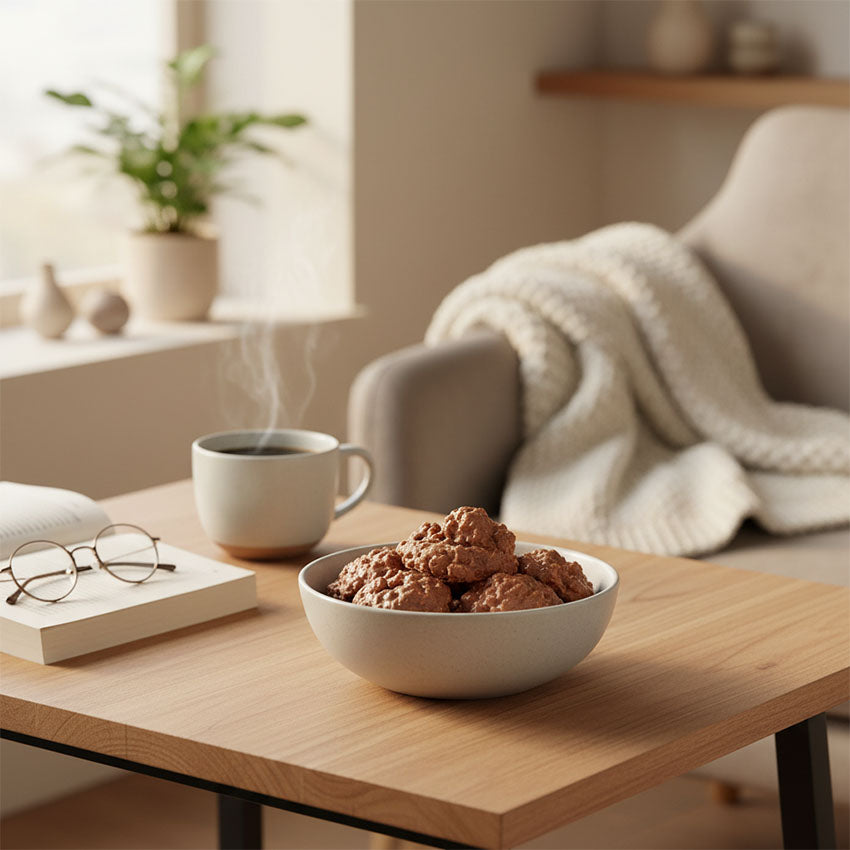Fikapaus med 125g. sirapsvåffla bitar LJUS choklad (Stroopwafelrotsjes MELK) från Fika från Holland