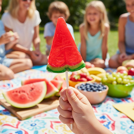 Barnens absoluta favorit, vattenmelonlollipopen. Färgglada och supergoda, en smaksensation på pinne.