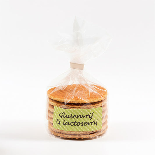 Påse Glutenfri och Laktosfri Sirapsvåfflor från Markus & Markus Holland. De enige echte gluten en lactosevrije stroopwafels van Markus en Markus uit Nederland