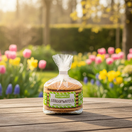 Påse Glutenfri och Laktosfri Sirapsvåfflor från Markus & Markus Holland. De enige echte gluten en lactosevrije stroopwafels van Markus en Markus uit Nederland