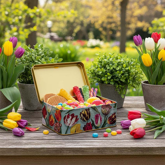 kexburk gröna serien Pretty Tulips met inom kakor eller godis för en perfect Fika