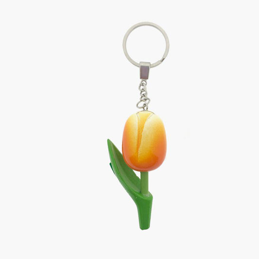 Nyckelring orange tulpan av trä från Matix souvenir Holland