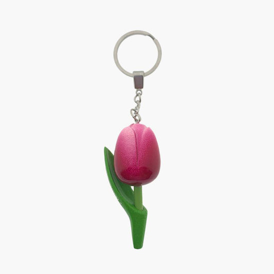 Nyckelring rosa tulpan av trä från Matix souvenir Holland