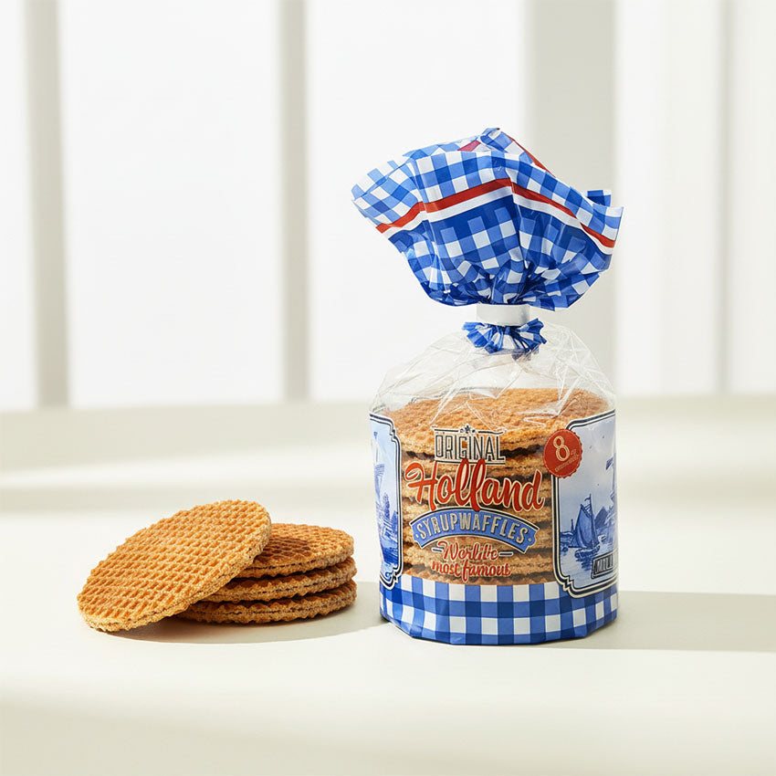 Påse sirapsvåfflor 8st. med kanel, sirap och Bourbon-vanilj från Matix Souvenir Holland