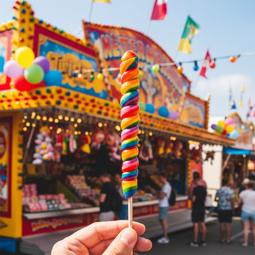 Twister regnbågsklubba jordgubb 75g från Holland Foodz – holländskt marknadsgodis - bild på tivoli