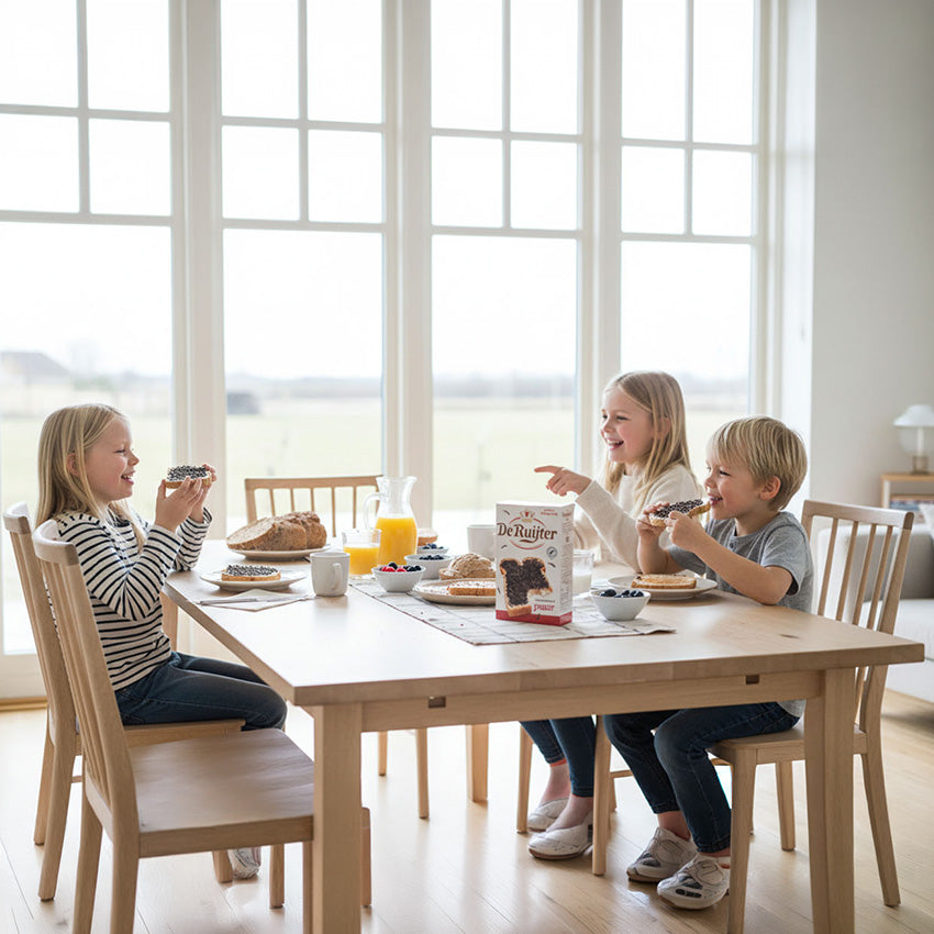 barn som äter frukost med hagelslag